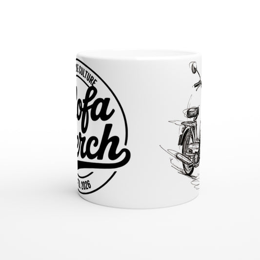 Tasse Weiß. Classic Mofa Sketch.